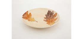 FERNANDO serving tray, ceramic, leaves, round