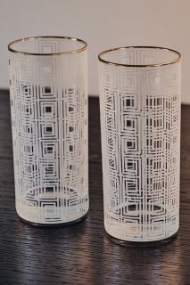 Longdrink  Glasses Geometric with Gold Rim - Set 4ps